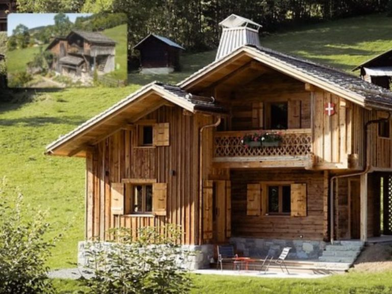 Avant/après de la rénovation d’un chalet avec l'isolation et la refonte complète de la façade bois en Haute-Savoie.